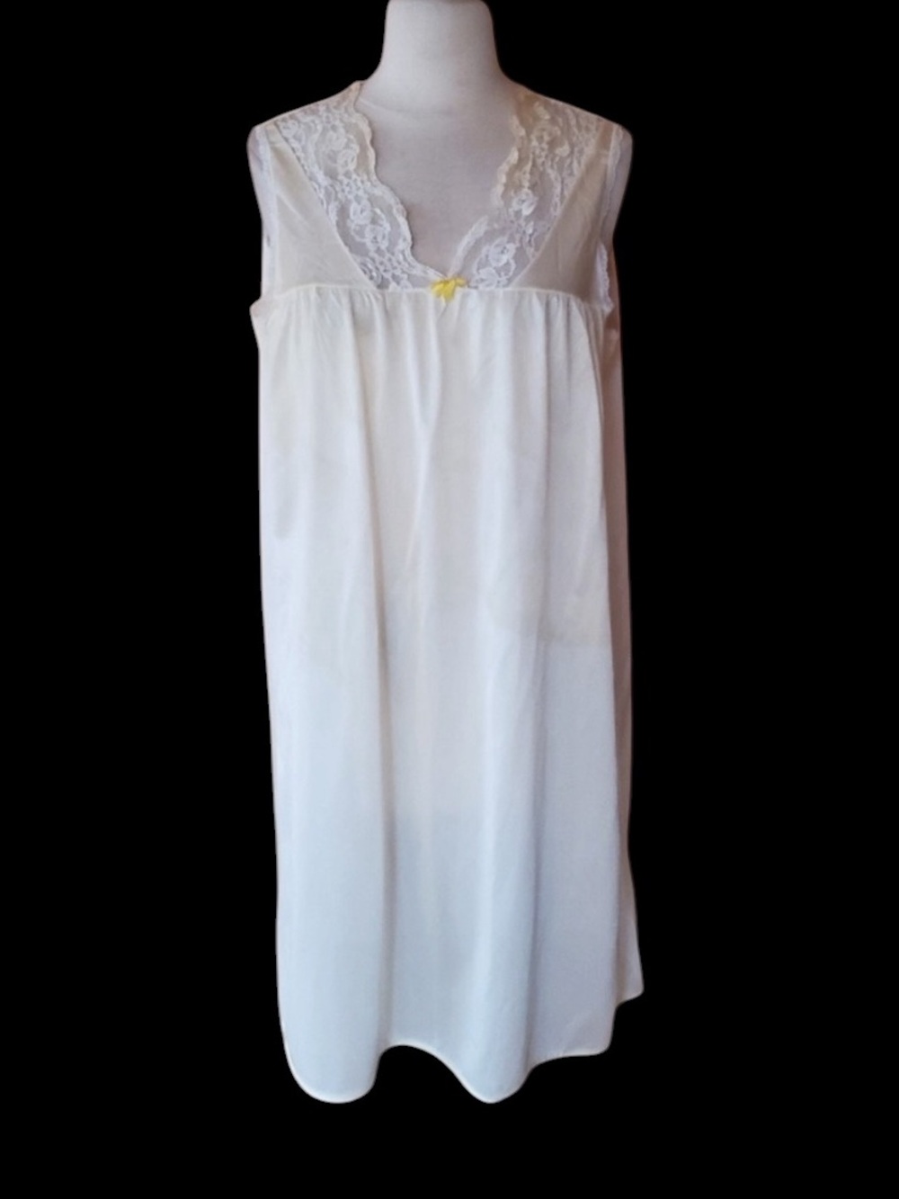 Vintage Pale Yellow with Lace Trim Nightgown
